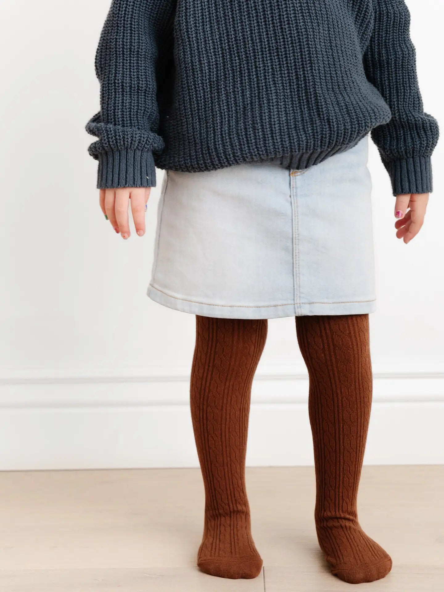 Little Stocking Co. Cable Knit Tights || Brownie