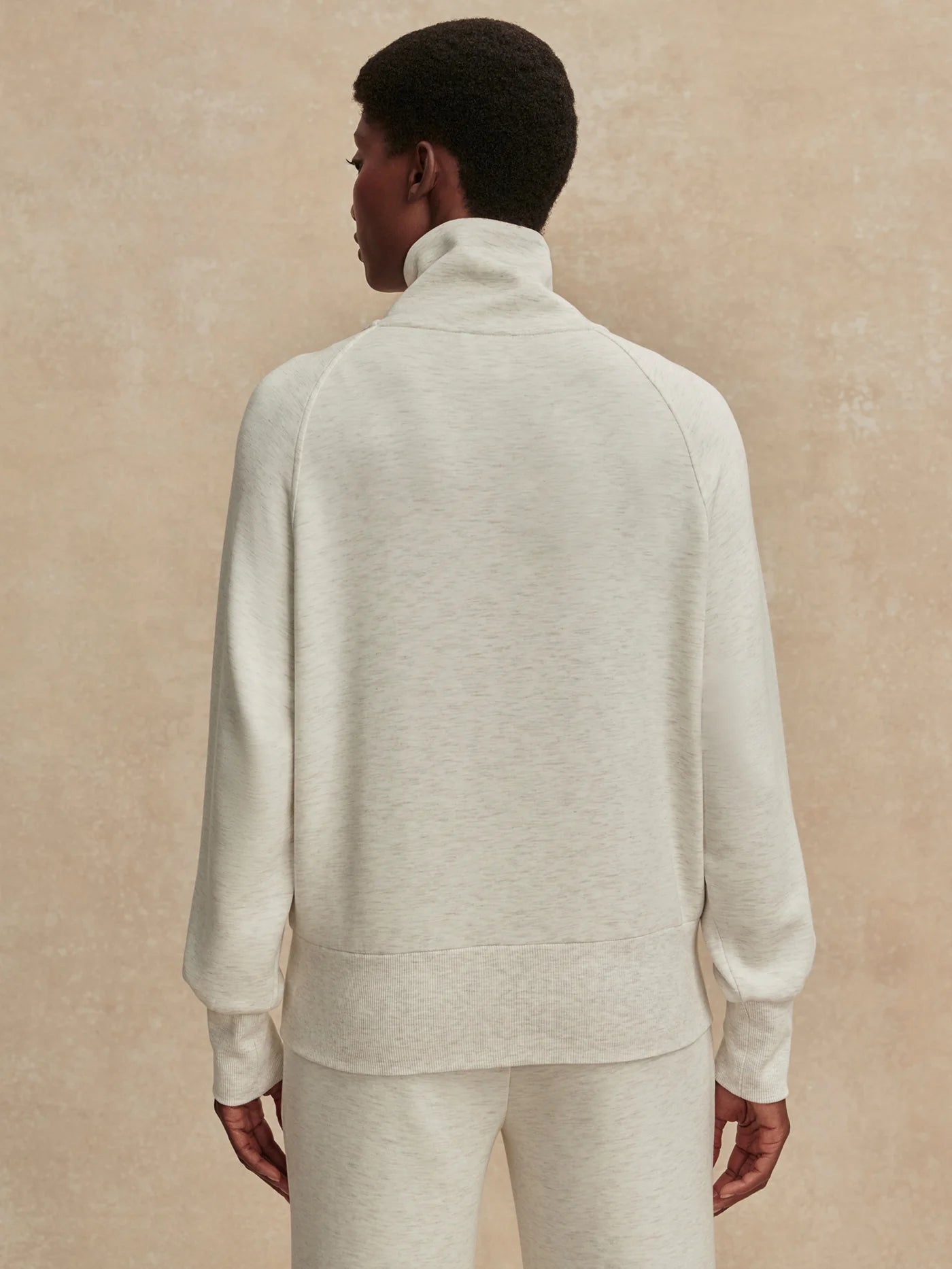 Varley Roxbury Zip-Through Sweat || Ivory Marl