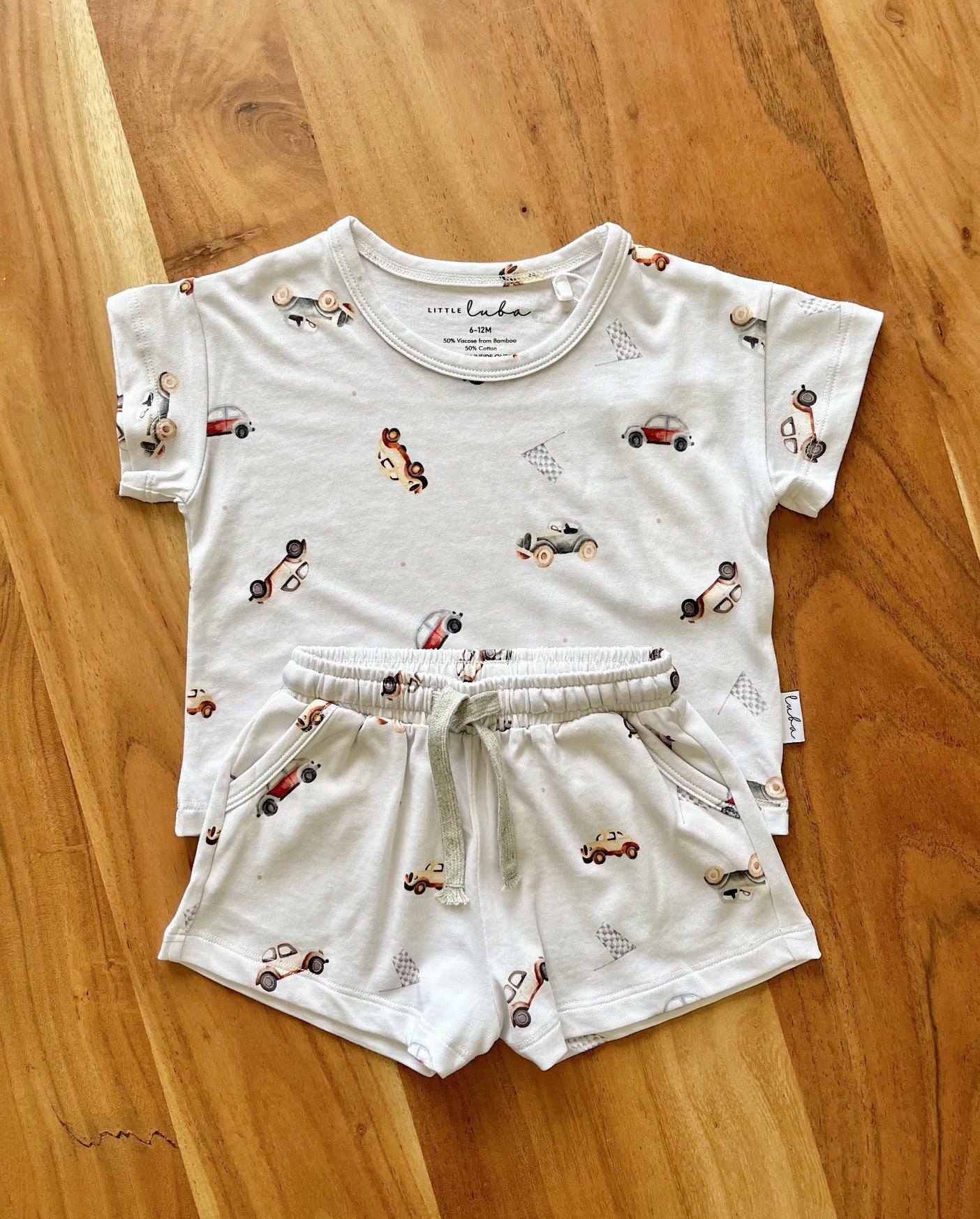 Little Luba Bamboo Short Set || Classic Cars