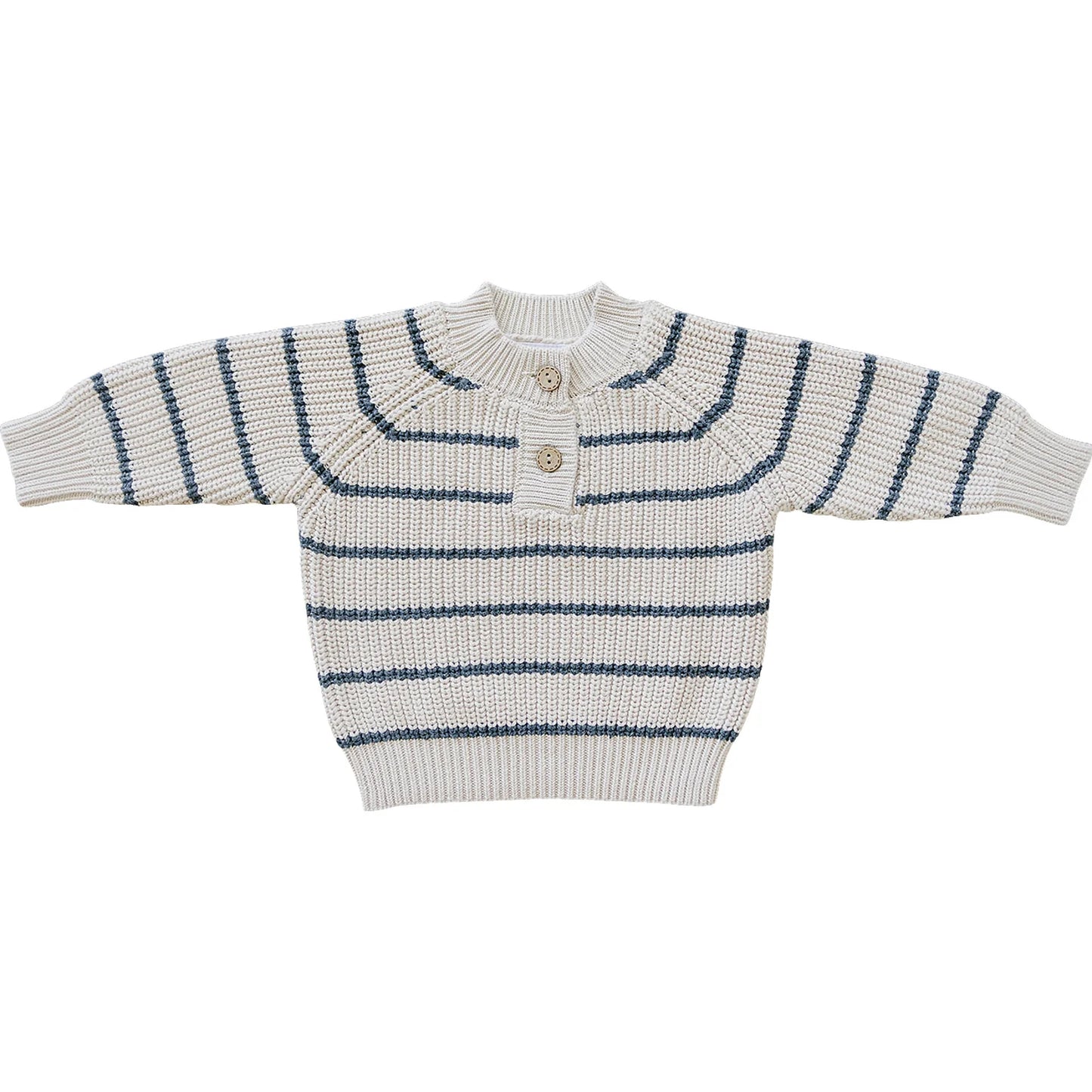 Mebie Baby Charocal Stripe Button Knit Sweater