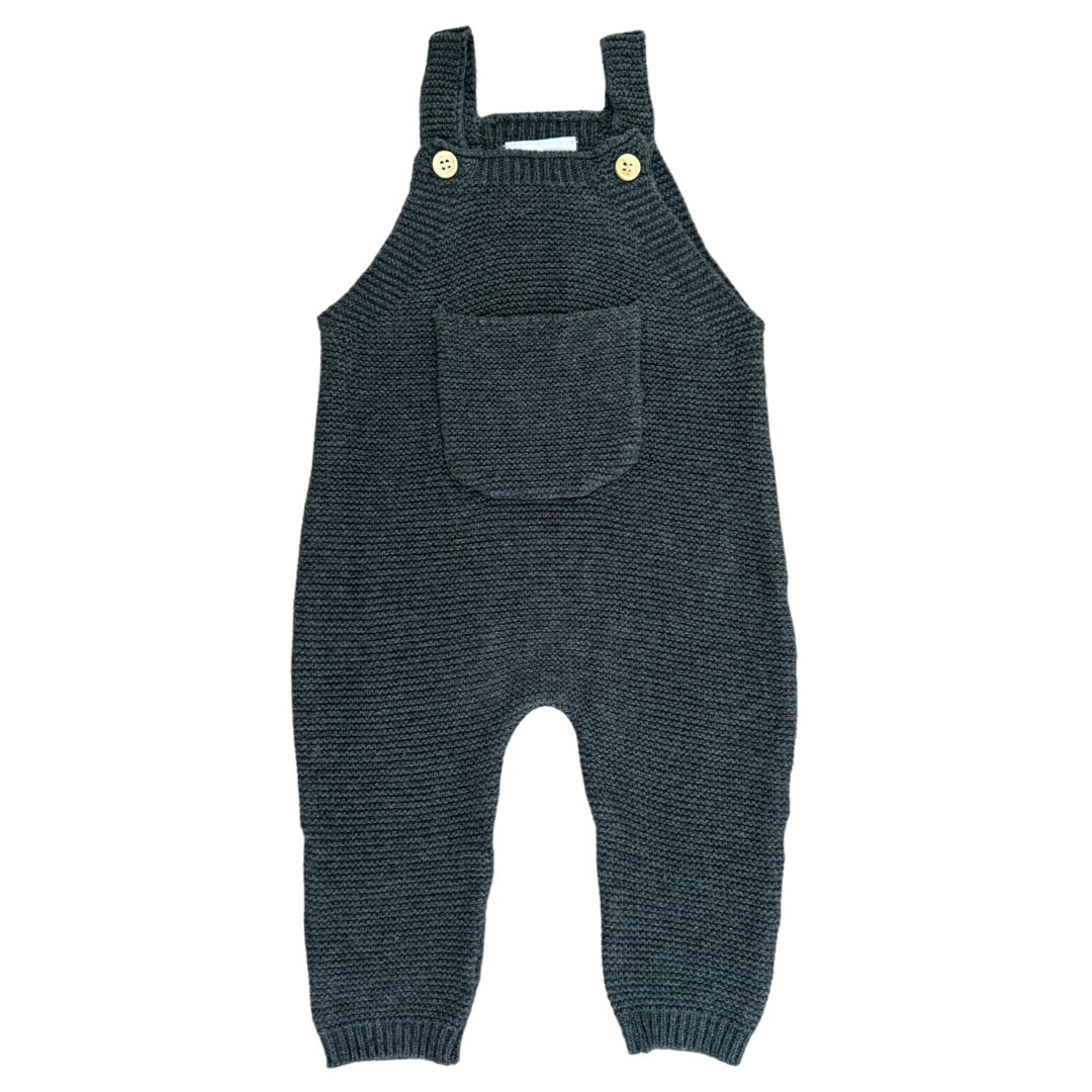 Mebie Baby Knit Overalls || Charcoal