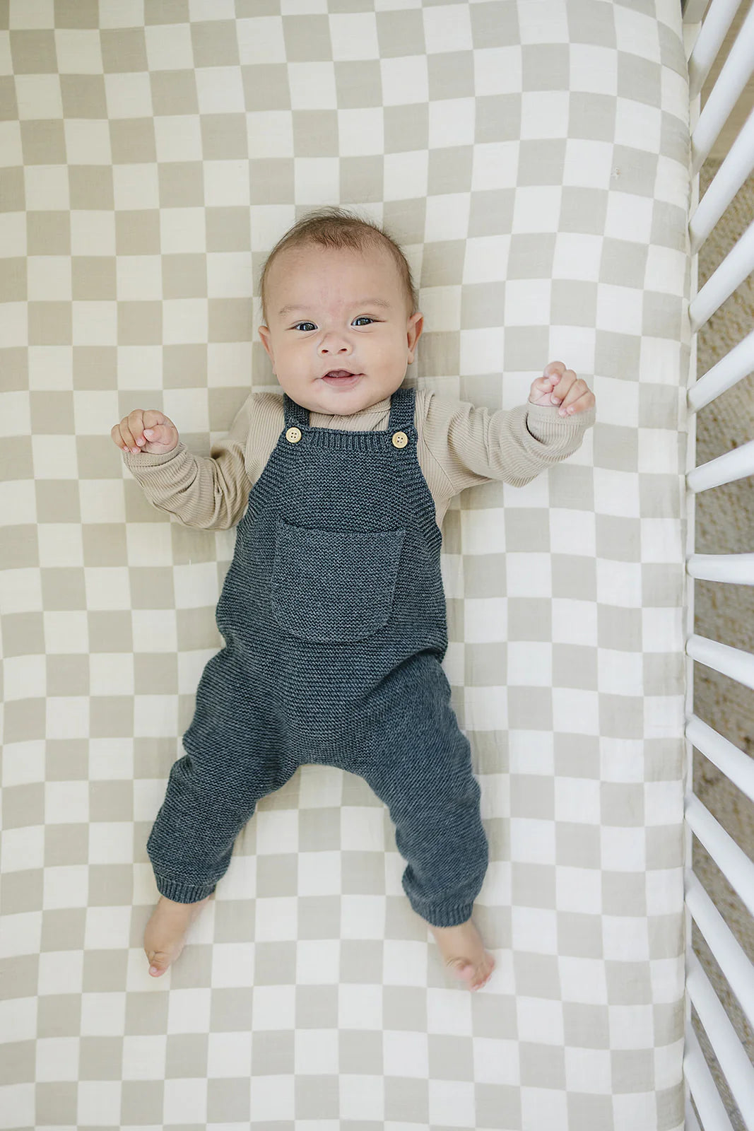 Mebie Baby Knit Overalls || Charcoal