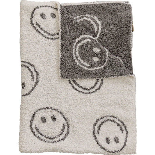 Mebie Baby Plush Adult Blanket || Charcoal Smiley