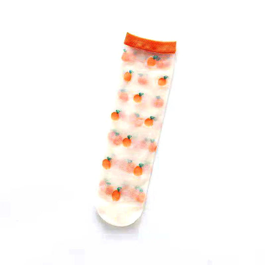 XS Unified Women's Sheer Fruit Socks || Clementine