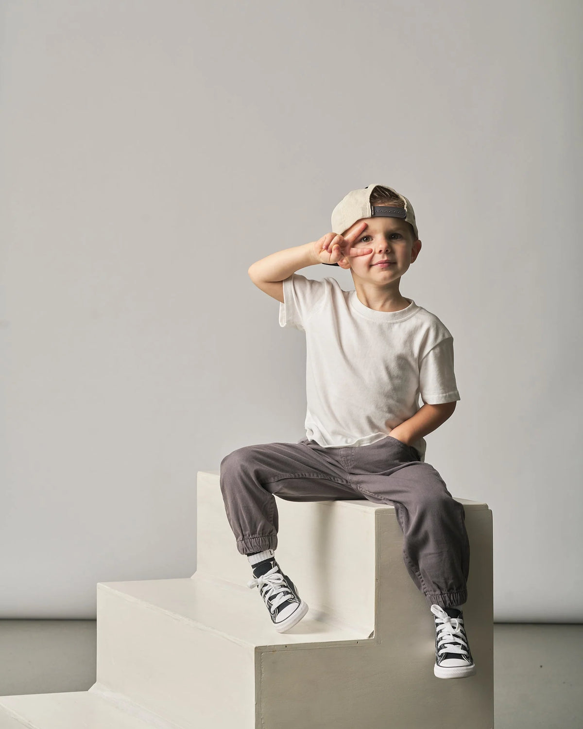 Little Bipsy Cotton Twill Joggers || Grey