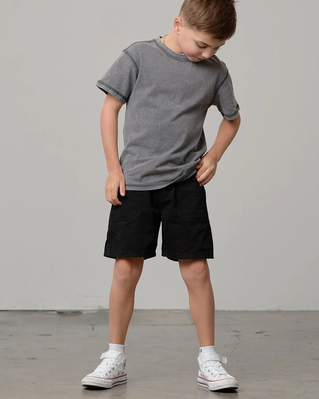 Little Bipsy Cotton Twill Shorts || Black