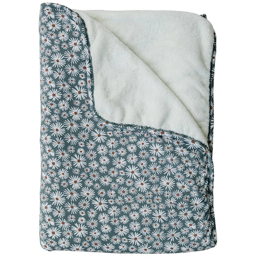 Mebie Baby Fleece Quilt || Dark Green Daisy