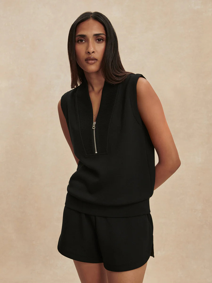 Varley Beau Sleeveless Half Zip || Black