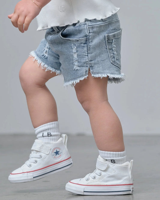 Little Bipsy Denim Shorties || Light Wash