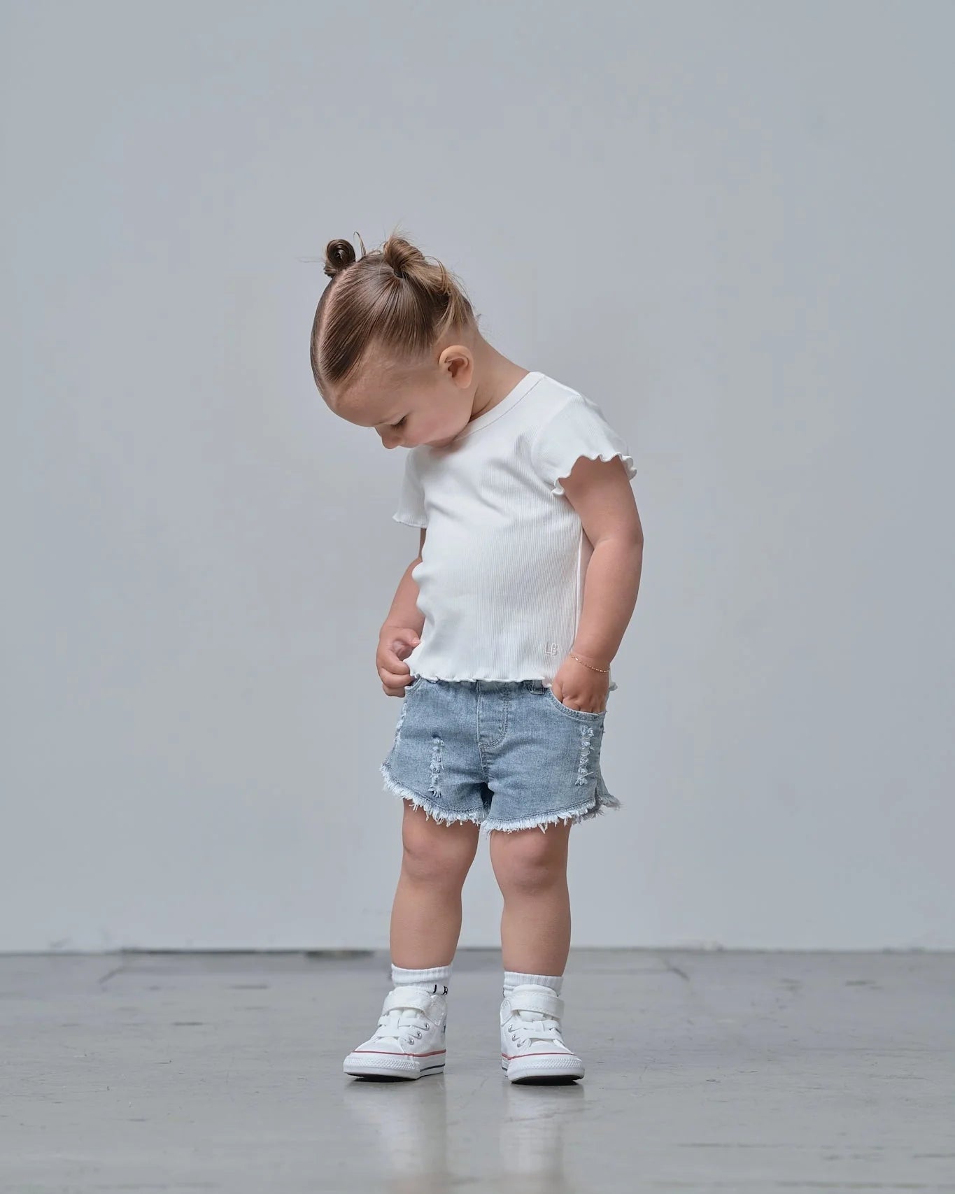 Little Bipsy Denim Shorties || Light Wash
