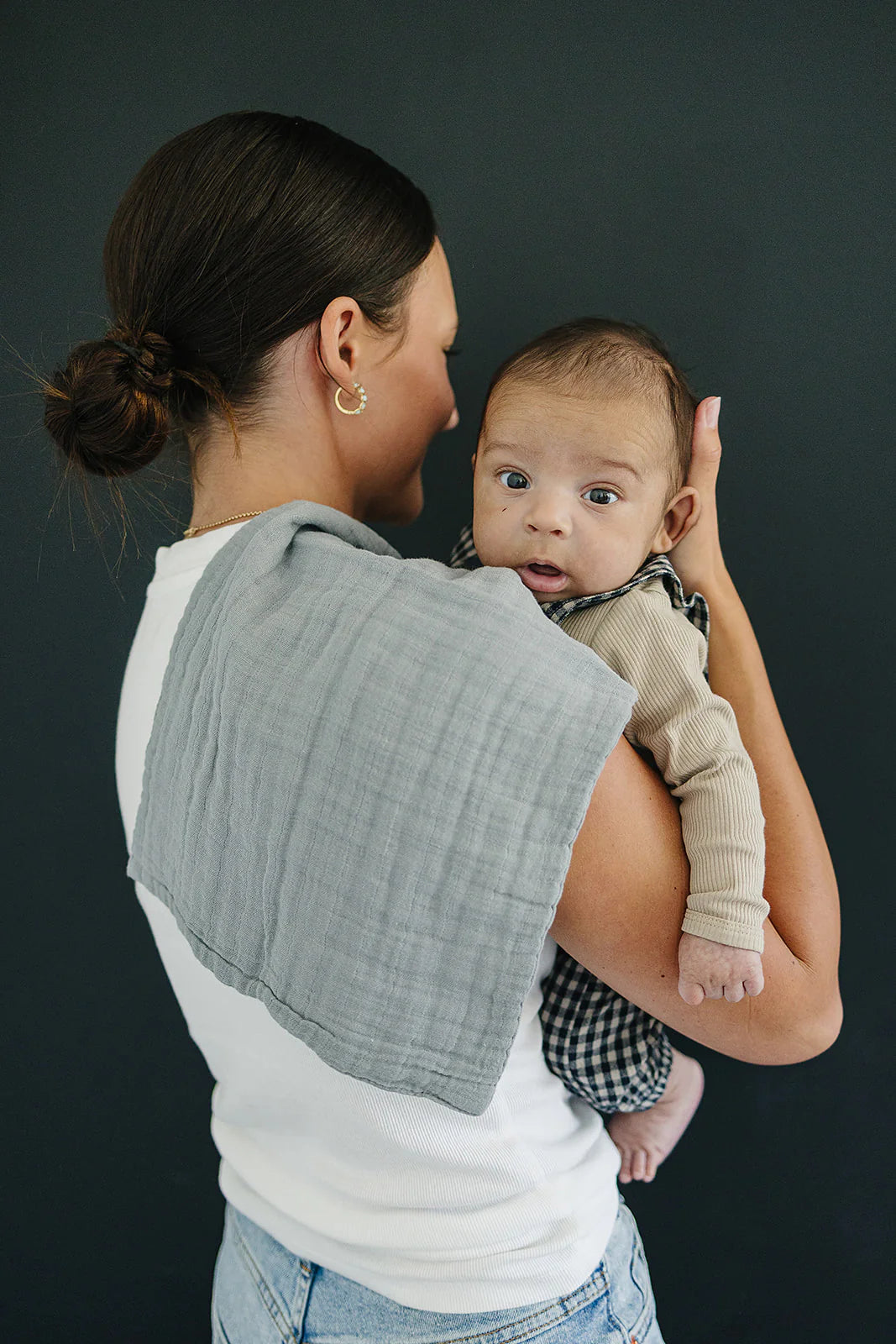 Mebie Baby Muslin Burp Cloth || Dusty Blue