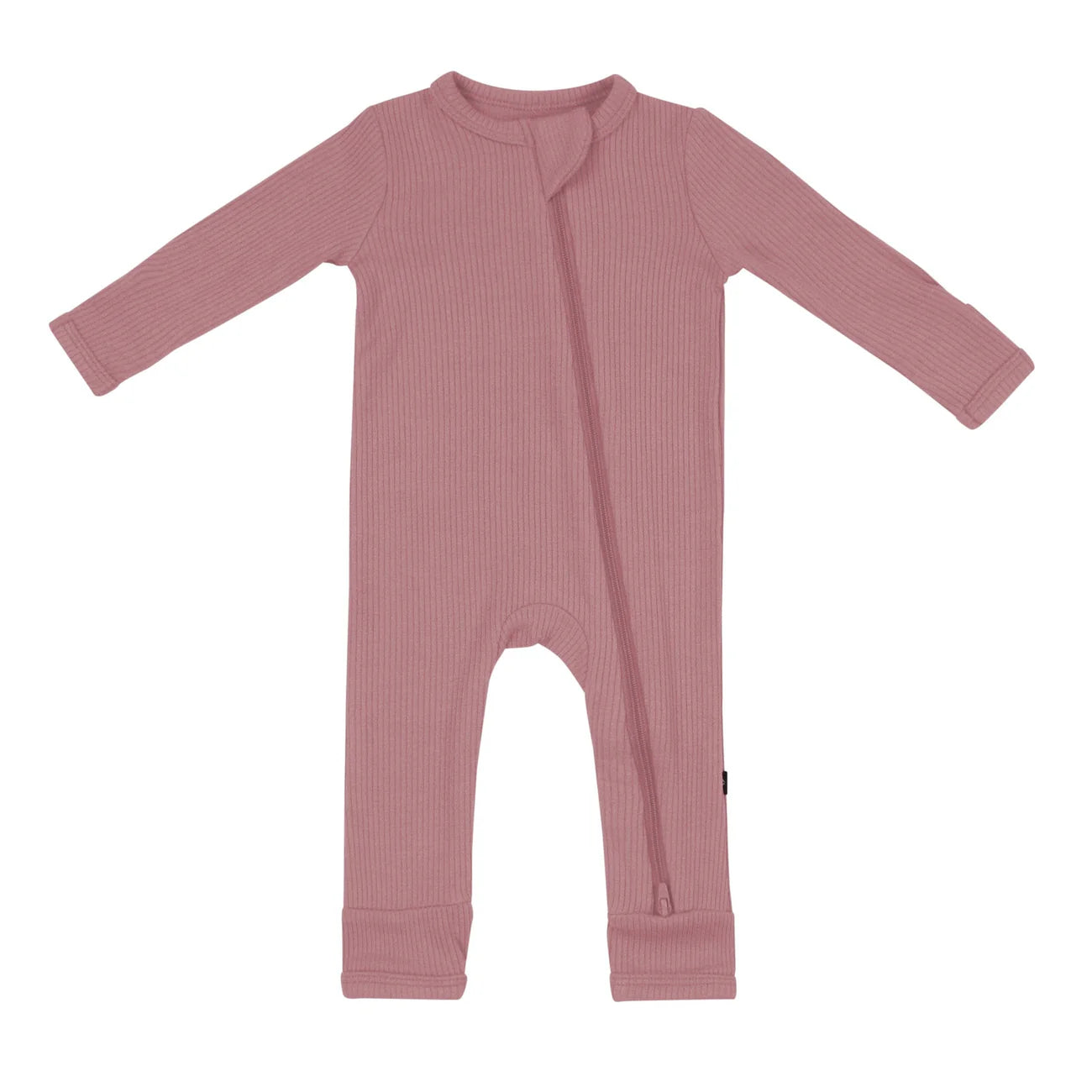 Kyte Baby Ribbed Zipper Romper || Dusty Rose