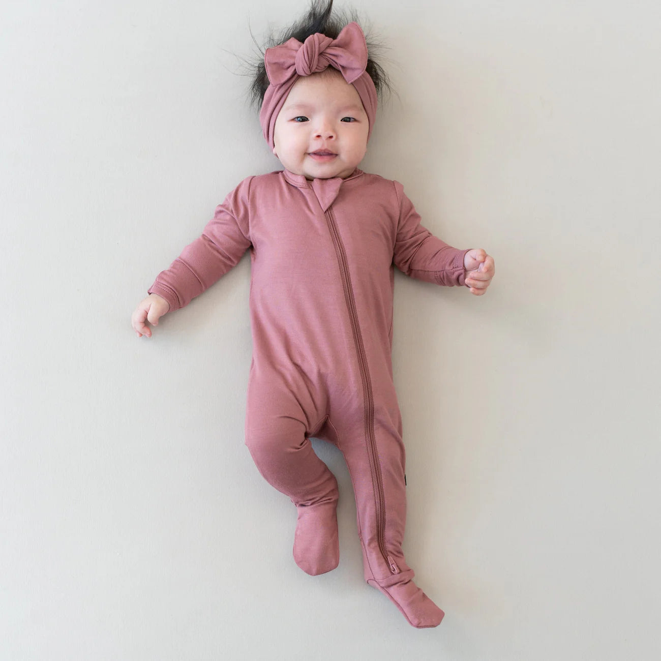 Kyte Baby Zippered Footie || Dusty Rose