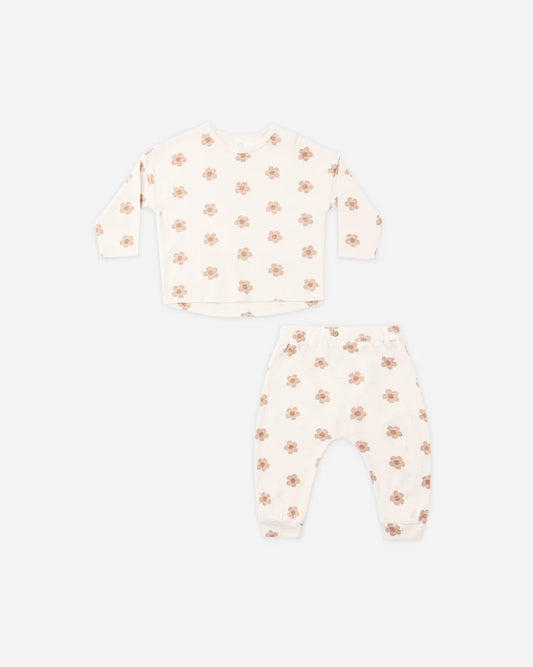 Rylee + Cru Long Sleeve Tee + Pant Set || Pink Daisies