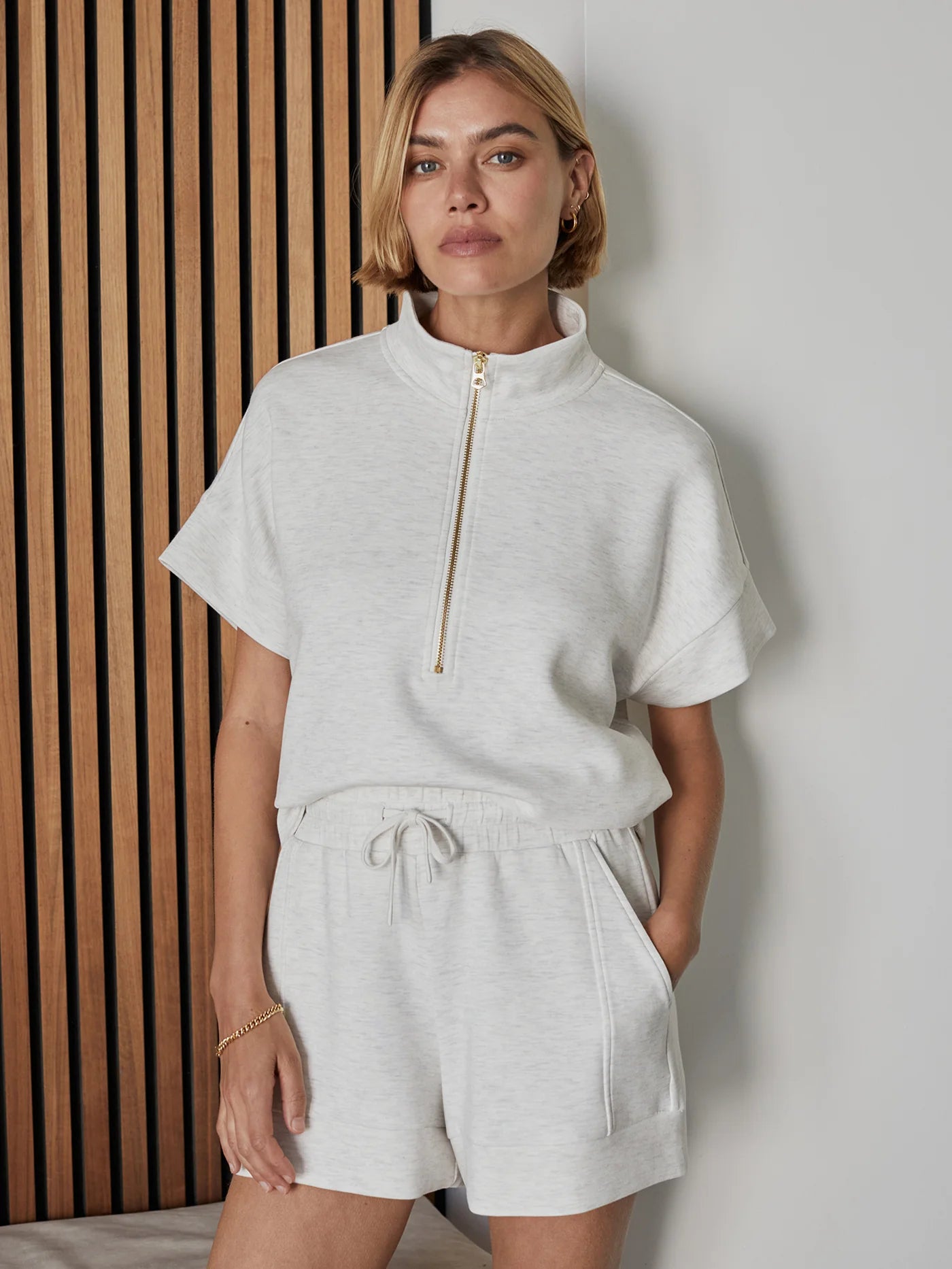 Varley Ritchie Short Sweat || Ivory Marl