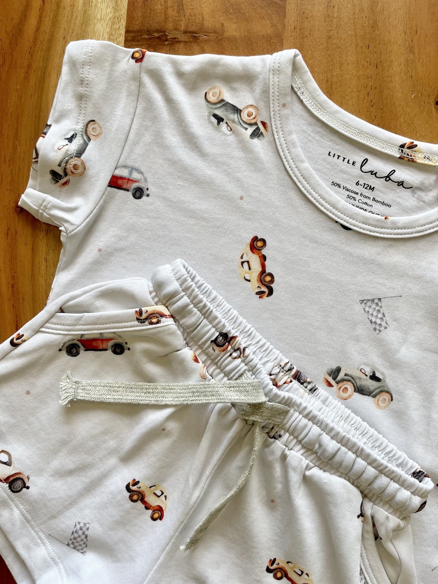 Little Luba Bamboo Short Set || Classic Cars