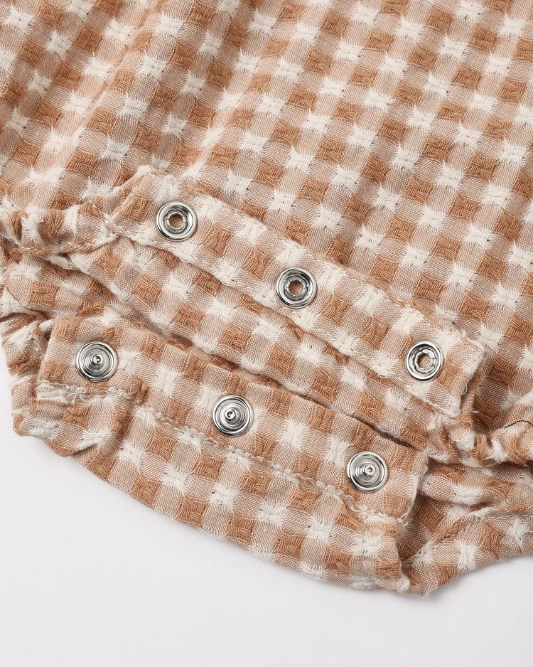 Rylee + Cru Colette Romper || Fawn Gingham