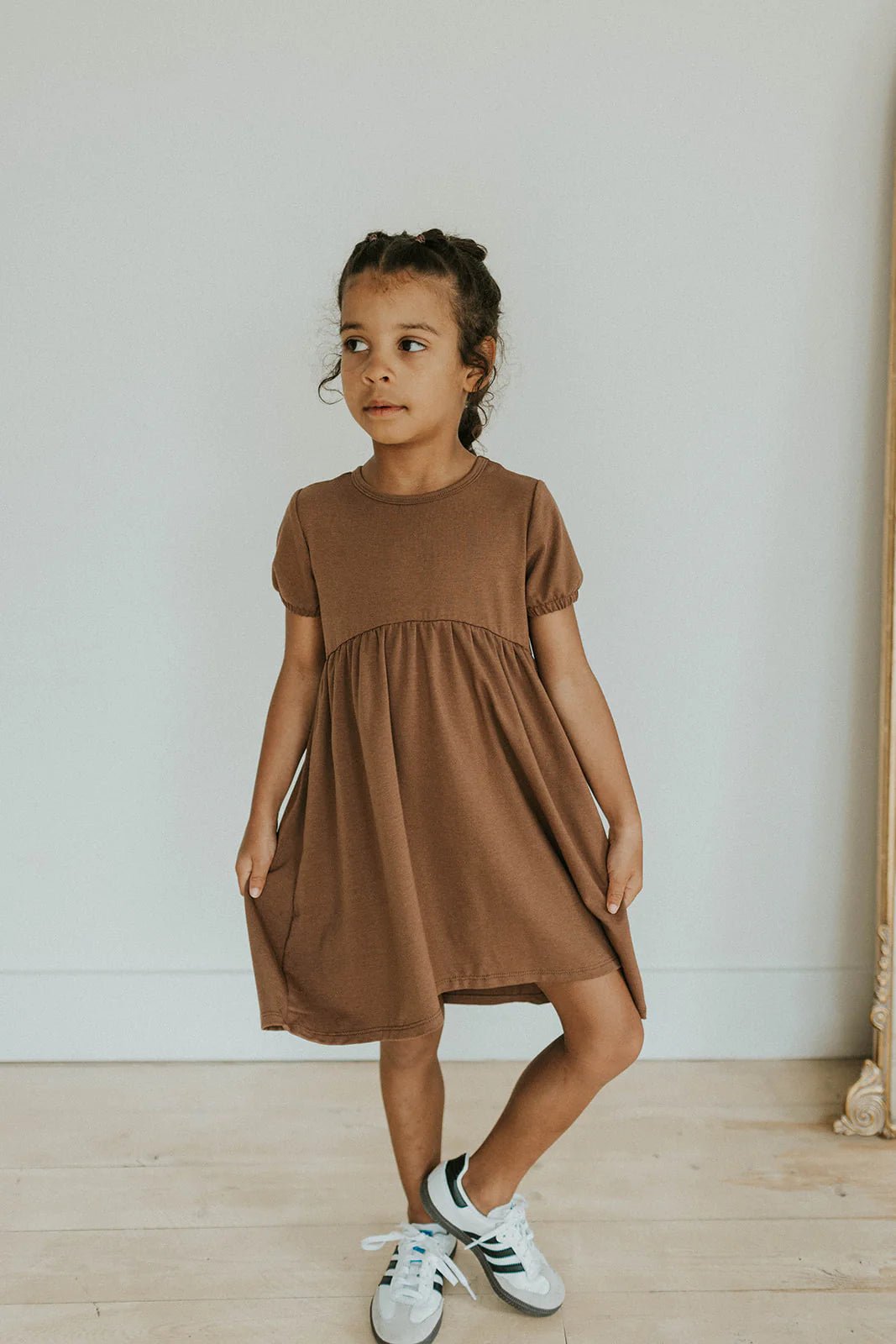 Jax and Lennon Empire Tee Dress || Cocoa Brown