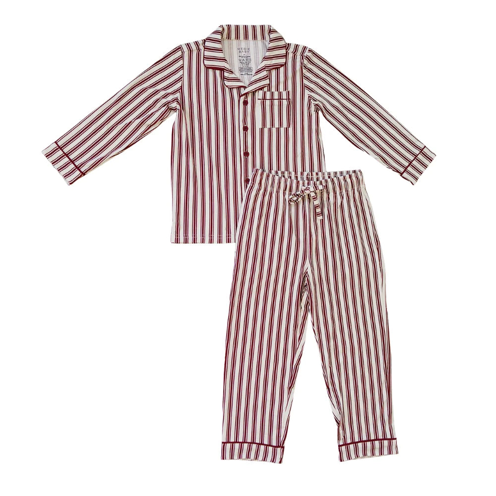 Mebie Baby Collared Bamboo Set || Red Stripe