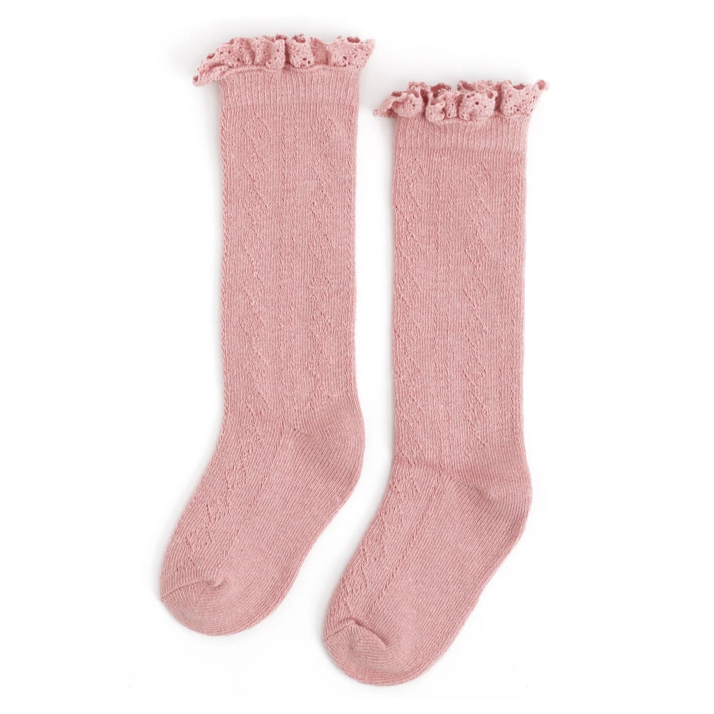 Little Stocking Co. Fancy Lace Top Knee Highs || Blush