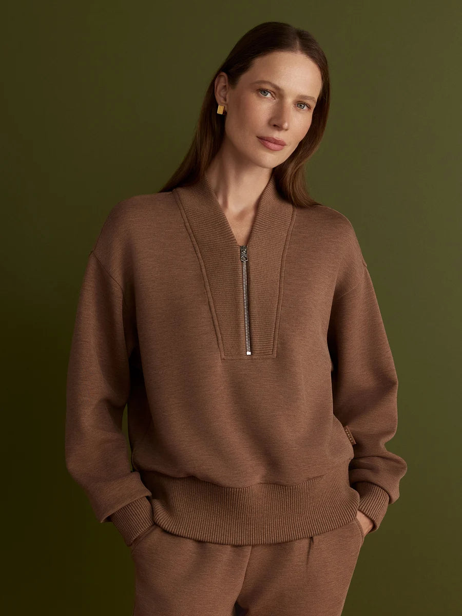 Varley Sally Half-Zip Sweat || Golden Bronze Marl