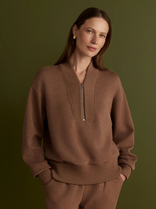 Varley Sally Half-Zip Sweat || Golden Bronze Marl