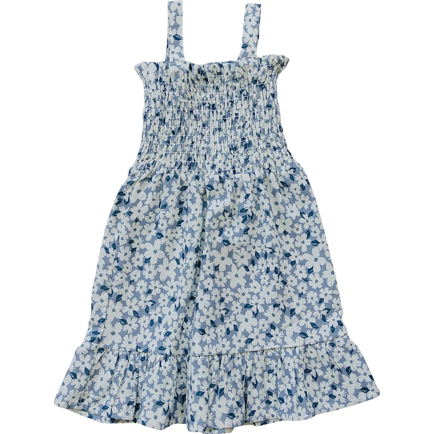 Mebie Baby Blue Floral Linen Dress