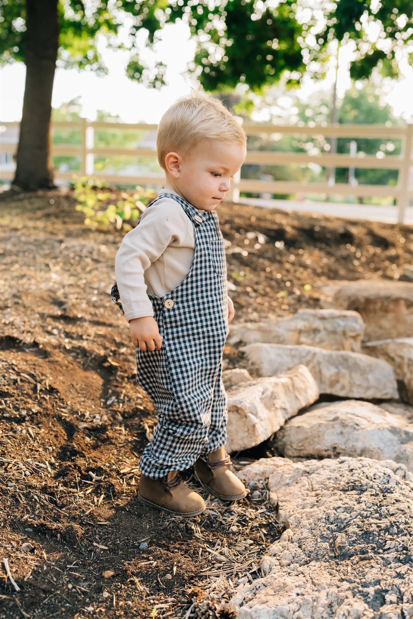 Mebie Baby Gingham Linen Overalls