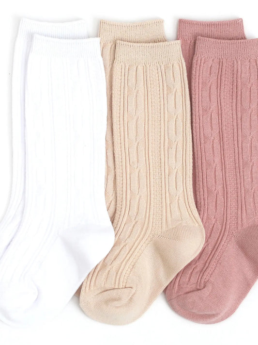 Little Stocking Co. Cable Knit Knee High Sock 3 pack || Girlhood