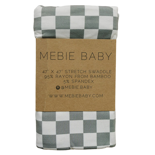 Mebie Baby Bamboo Stretch Swaddle || Light Green Checkered