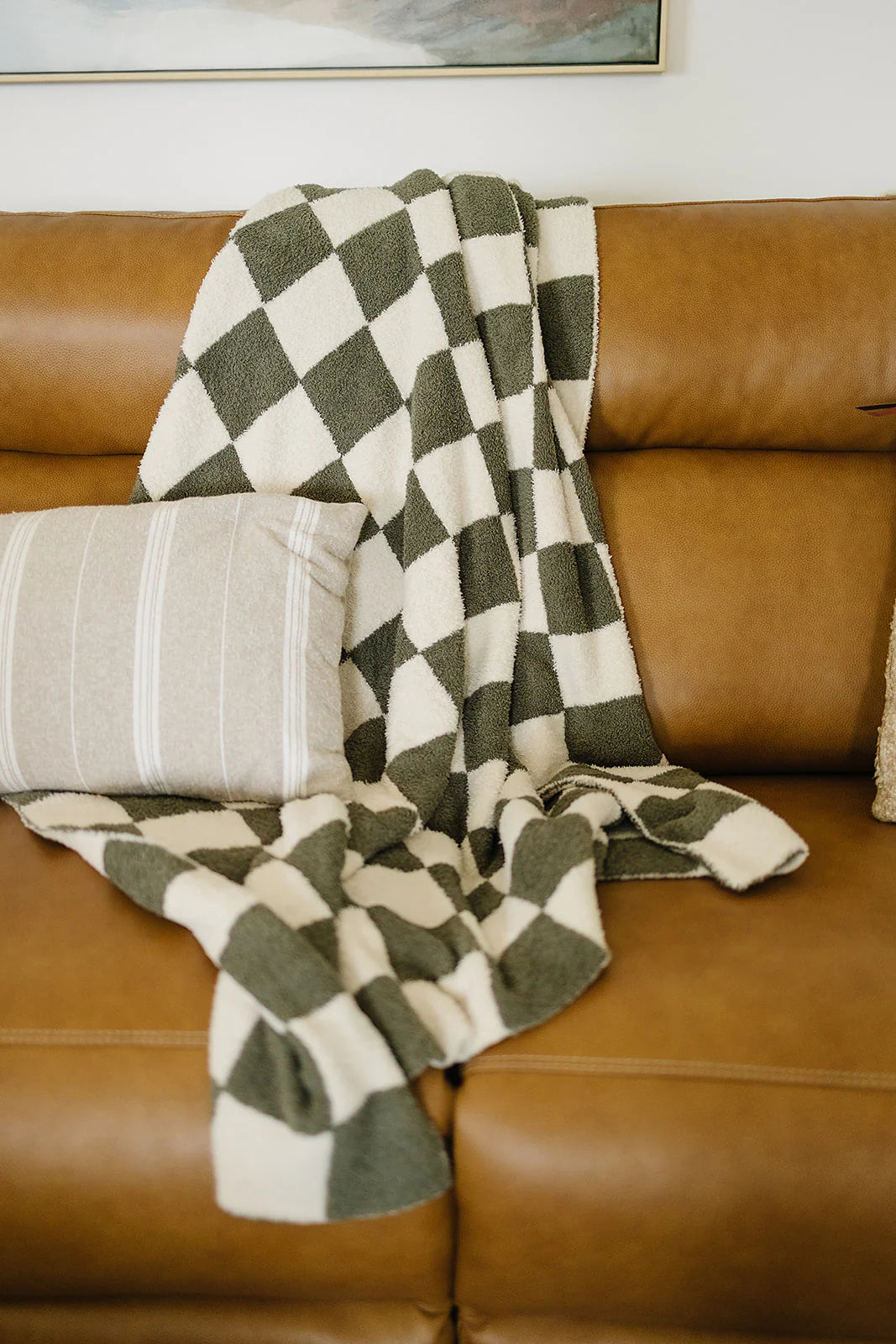 Mebie Baby Plush Adult Blanket || Green Checkered