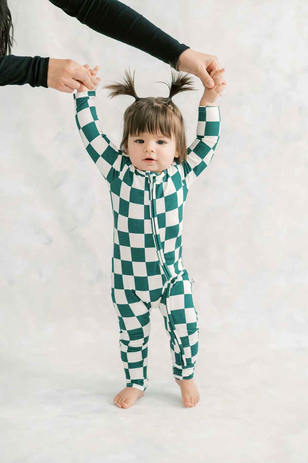 Little Lott Co. Bamboo Romper || Green Check