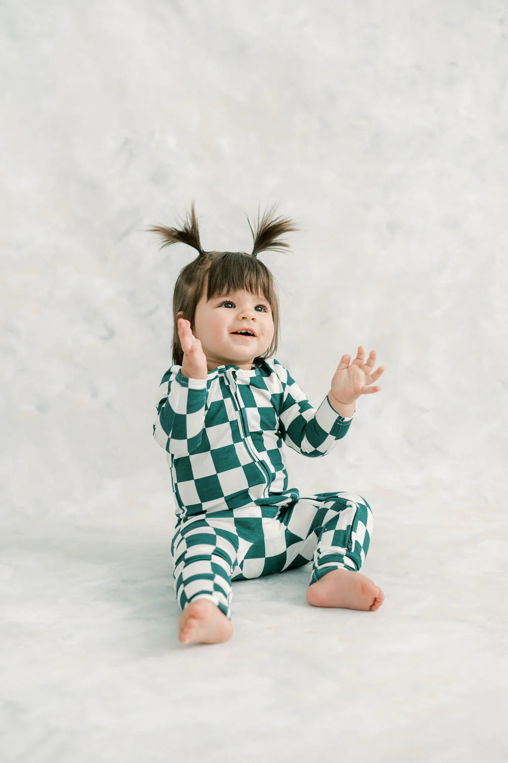 Little Lott Co. Bamboo Romper || Green Check