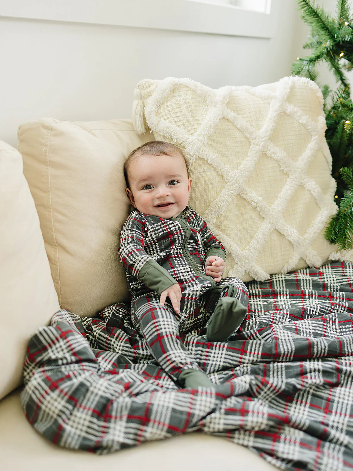 Mebie Baby Fleece Quilt || Green Plaid Bamboo