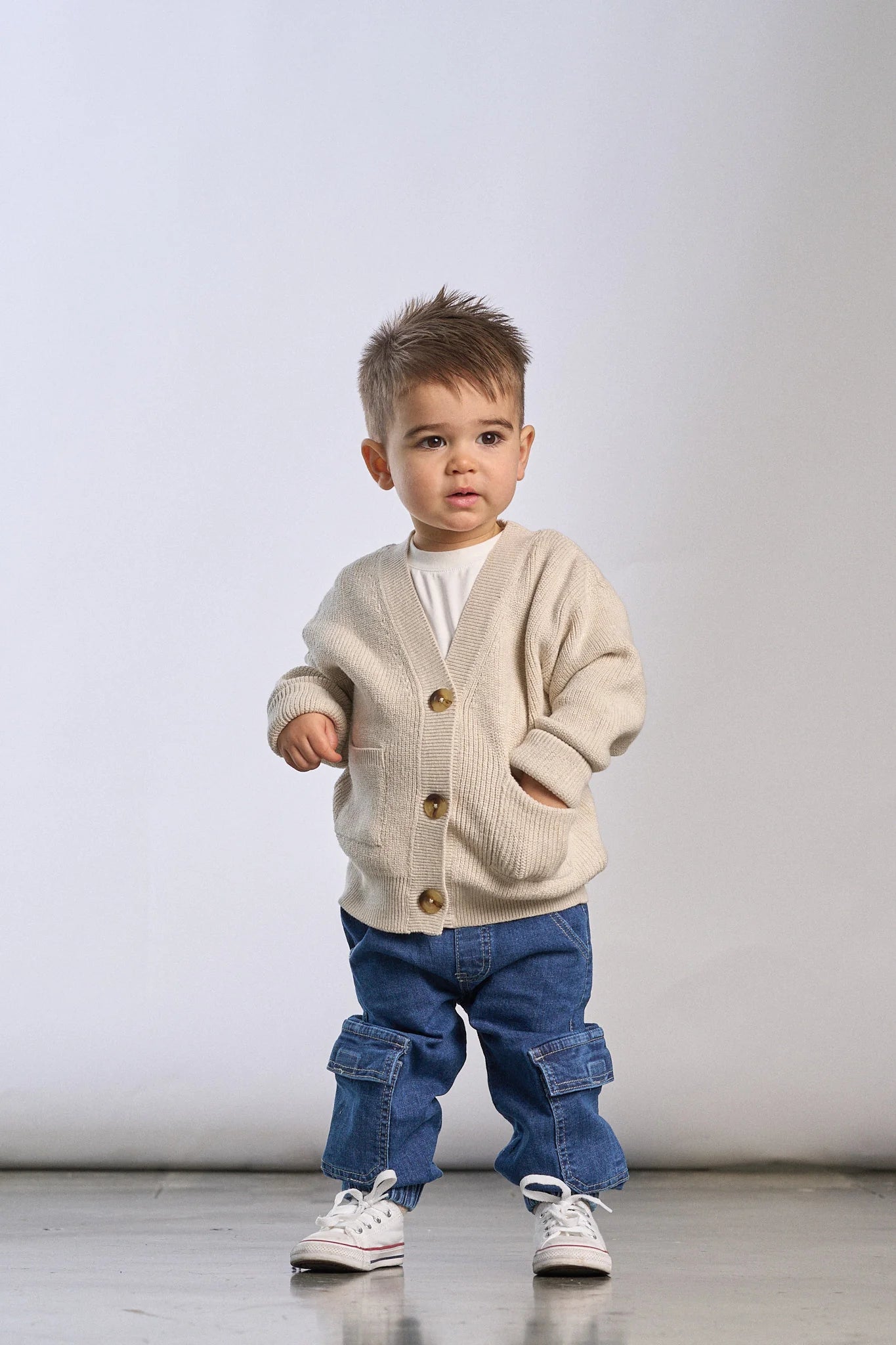 Little Bipsy Knit Cardigan || Greige