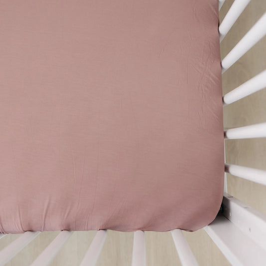 Mebie Baby Bamboo Stretch Crib Sheet || Dusty Rose