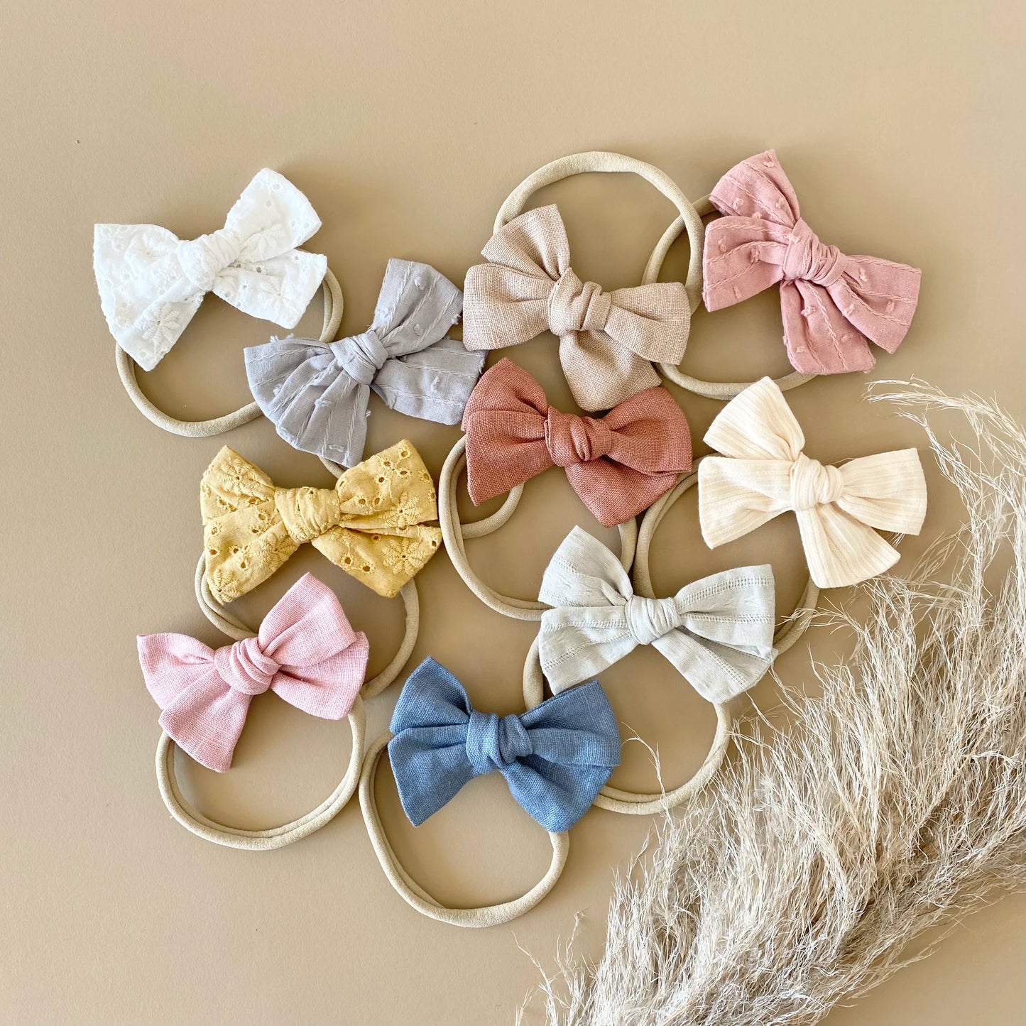 Little Luba Classic Linen Bows || 10 pack