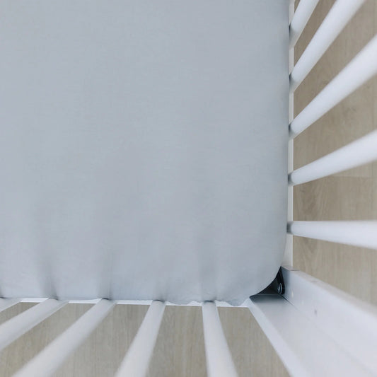 Mebie Baby Bamboo Stretch Crib Sheet || Stone Blue
