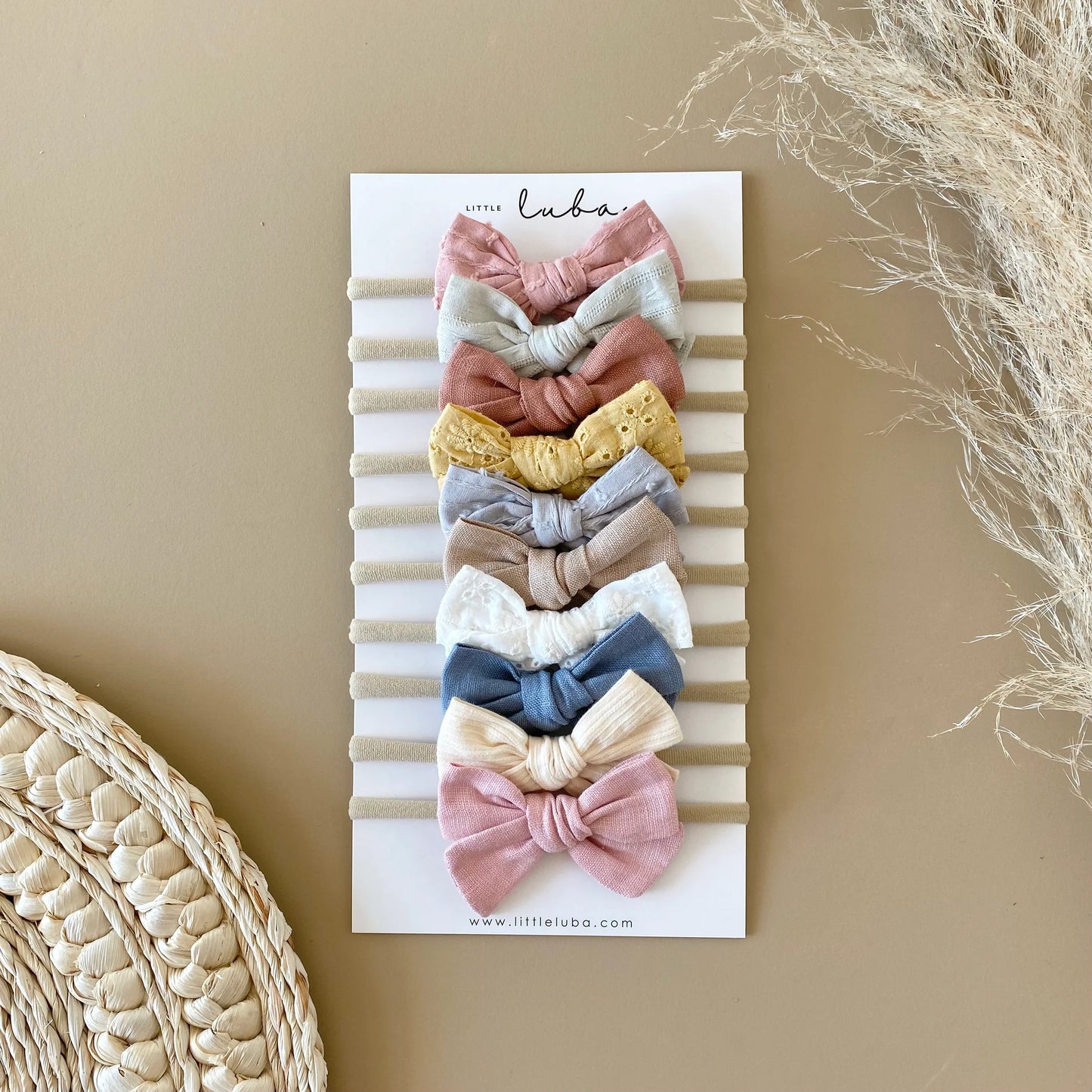 Little Luba Classic Linen Bows || 10 pack