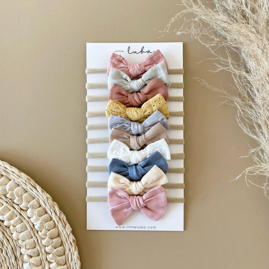 Little Luba Classic Linen Bows || 10 pack