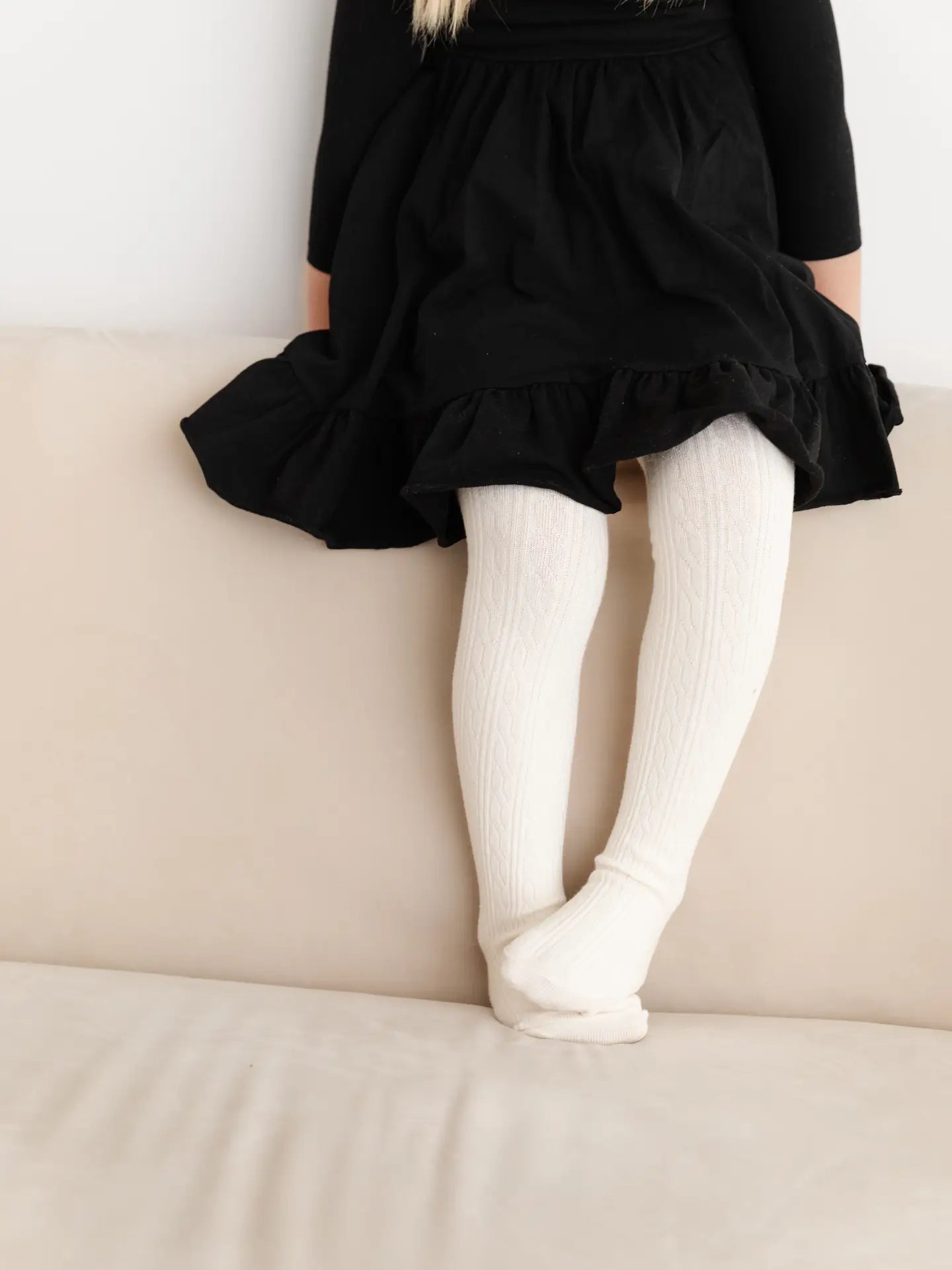 Little Stocking Co. Cable Knit Tights || Ivory