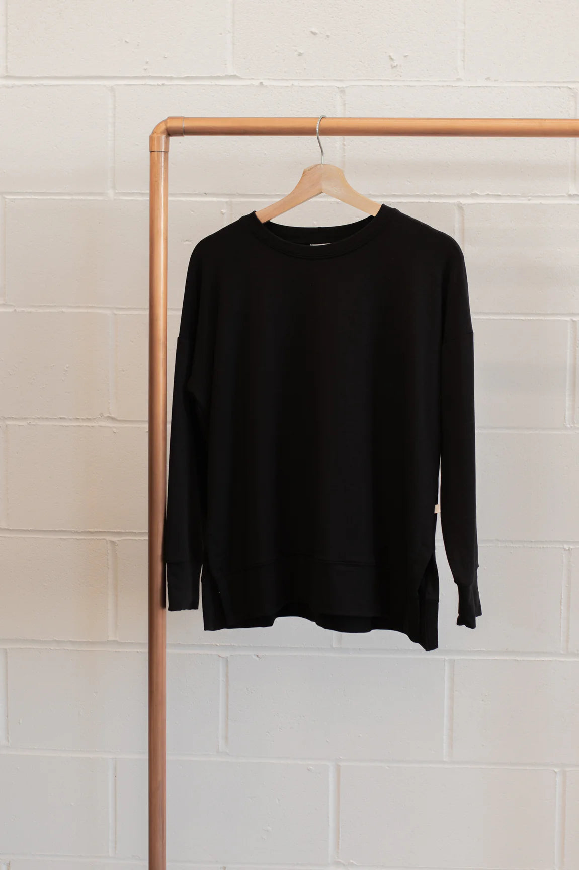 Jax and Lennon Ladies Terry Crew Neck || Black