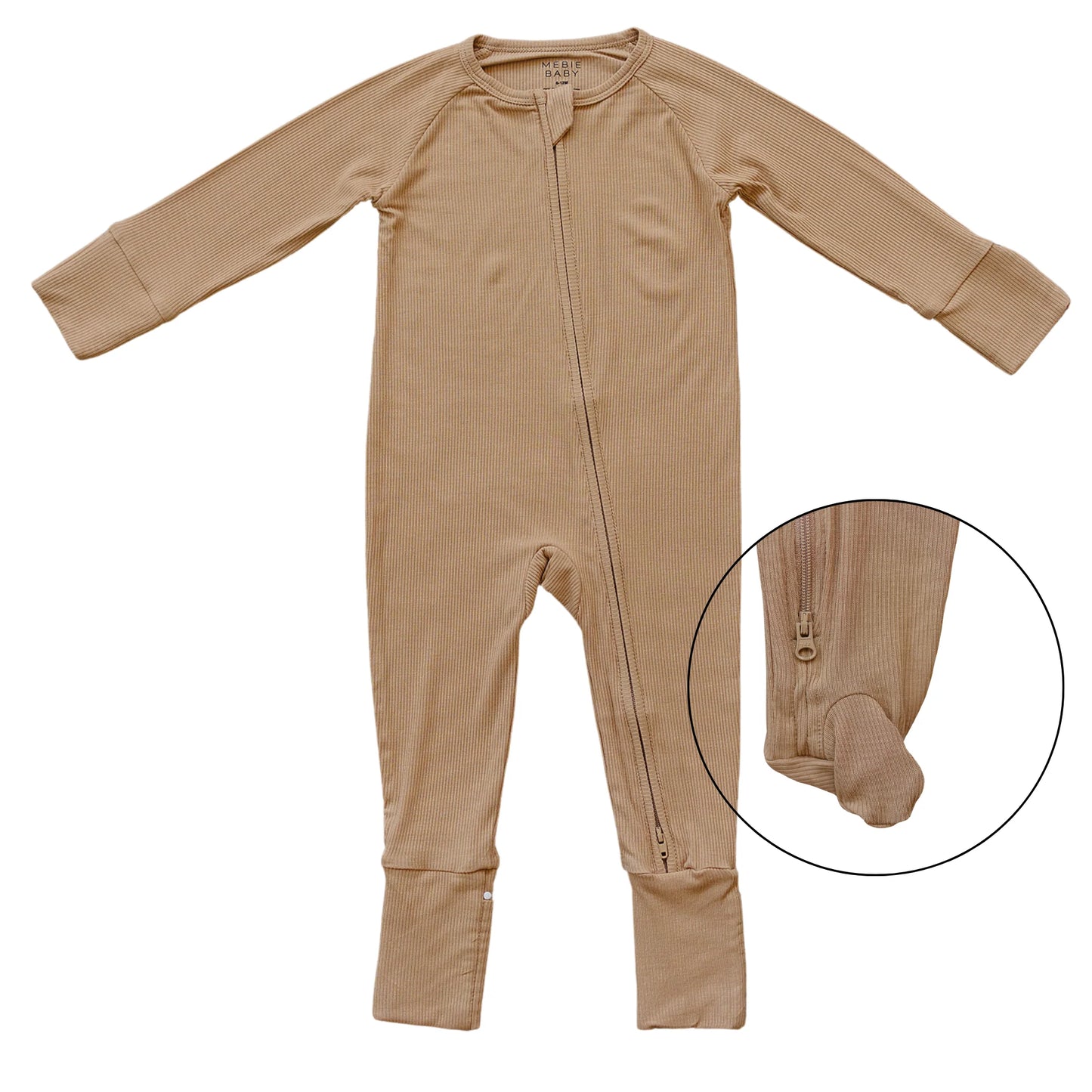 Mebie Baby Latte Ribbed Bamboo Zipper