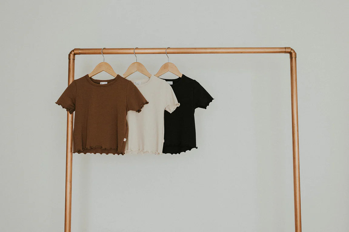 Jax and Lennon Lettuce Hem Tee || Bone