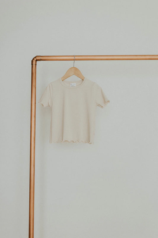 Jax and Lennon Lettuce Hem Tee || Bone