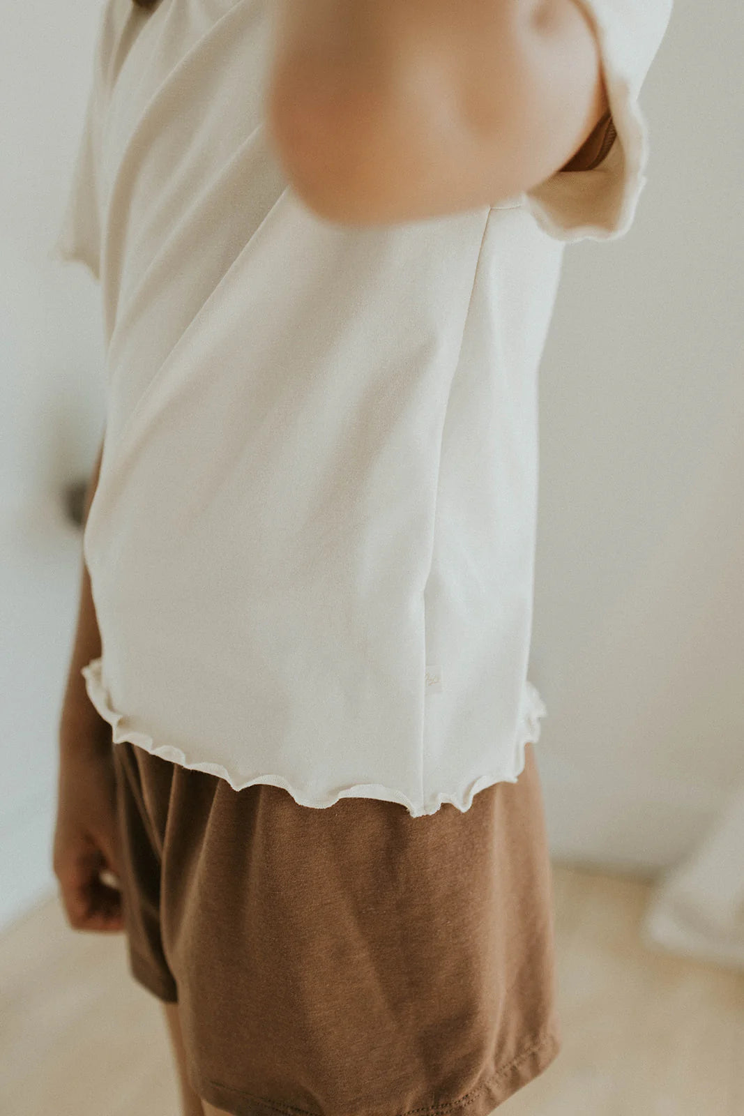 Jax and Lennon Lettuce Hem Tee || Bone