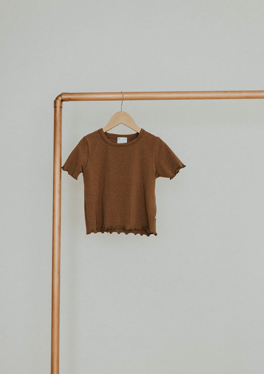 Jax and Lennon Lettuce Hem Tee || Cocoa Brown