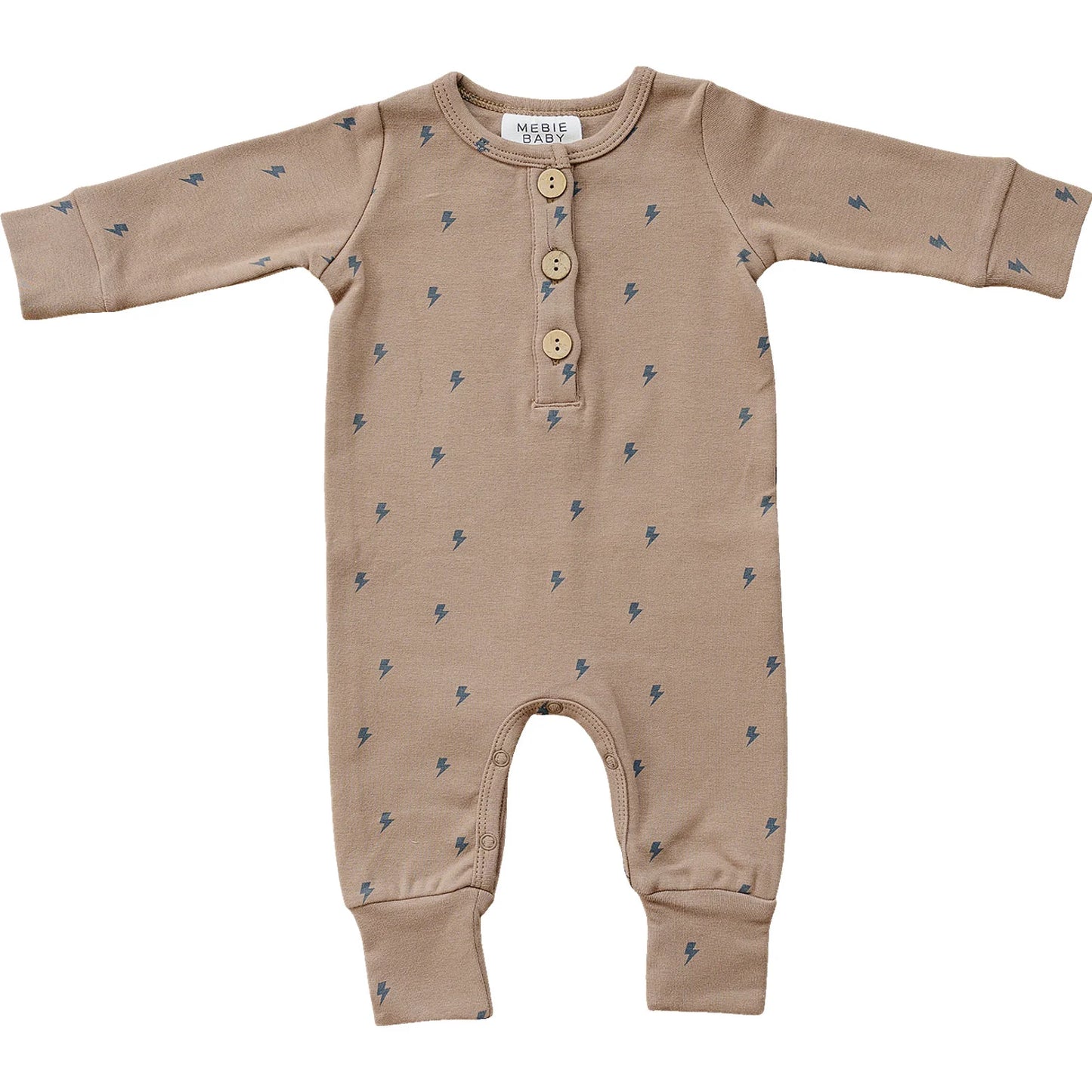 Mebie Baby Lightening Bolt Long Sleeve Button Romper