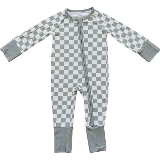 Mebie Baby Light Green Checkered Bamboo Zipper