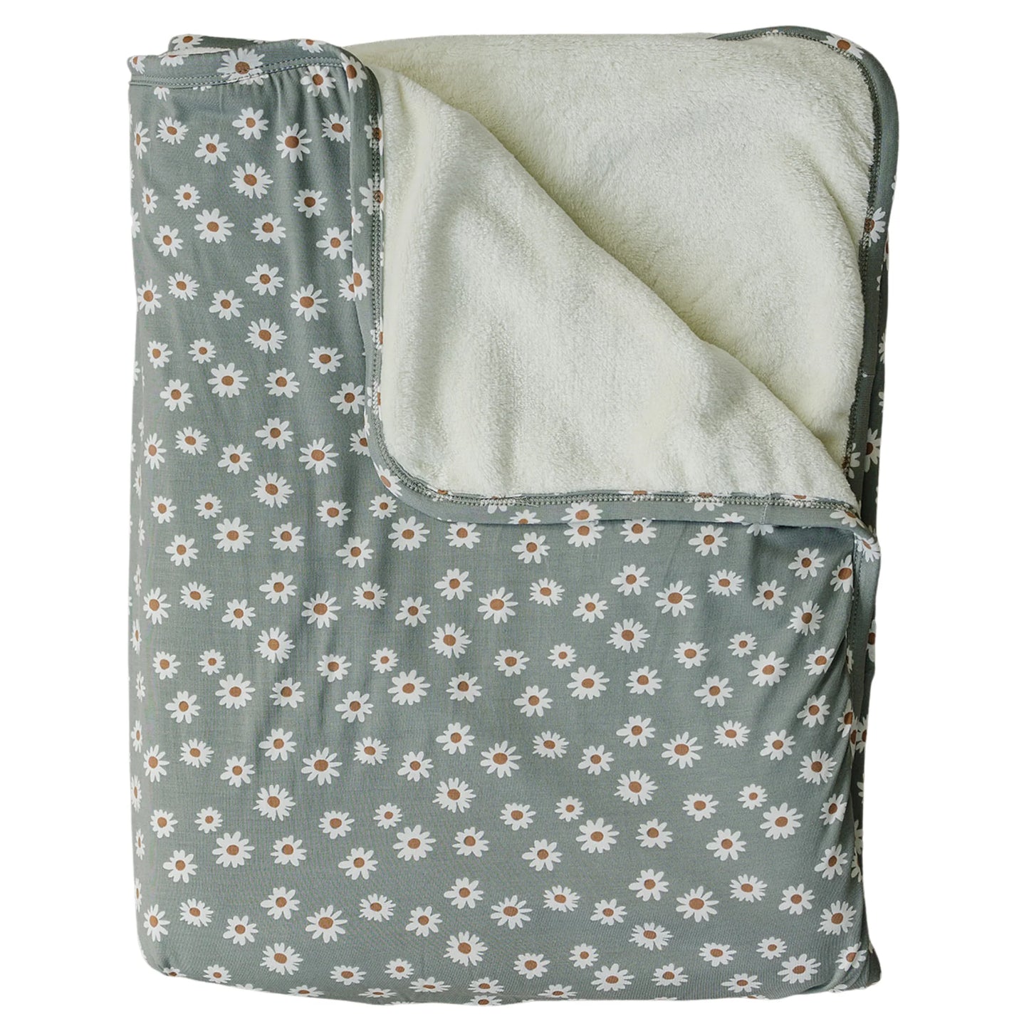 Mebie Baby Fleece Quilt || Light Green Daisy